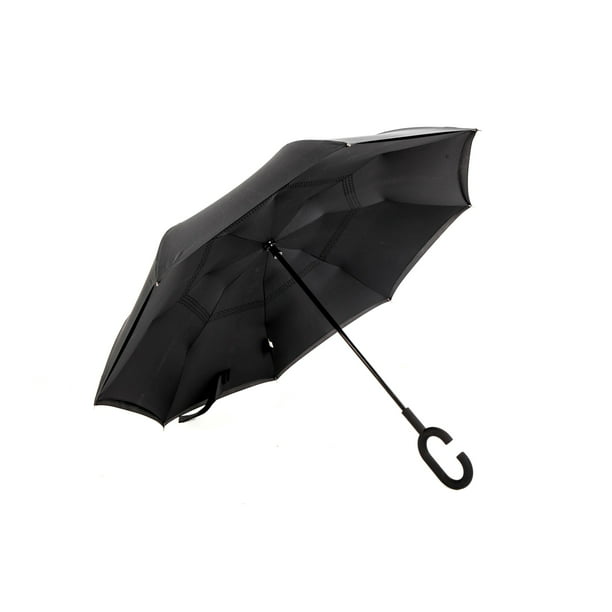 TIME LOVER Folding Umbrella Windproof Travel Manual Open/Close Ergonomic Handle Umbrella Black 